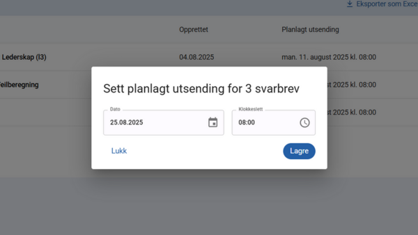 Utsending av svarbrev